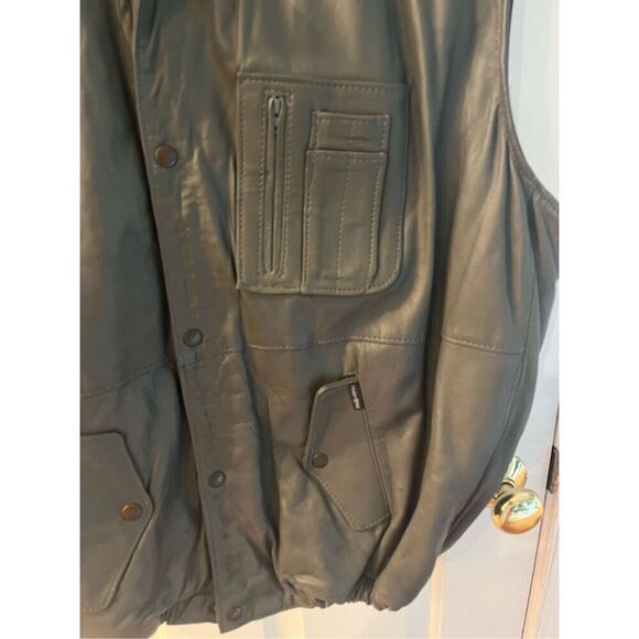 Vintage Zerimar Mens Gray Leather Retro Utility Vest sz 54 3XL EUC - Picture 2 of 6